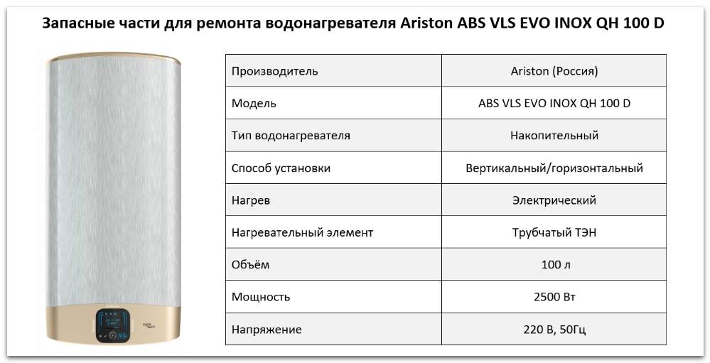 Купить запчасти Ariston ABS VLS EVO INOX QH 100 D в Ульяновске